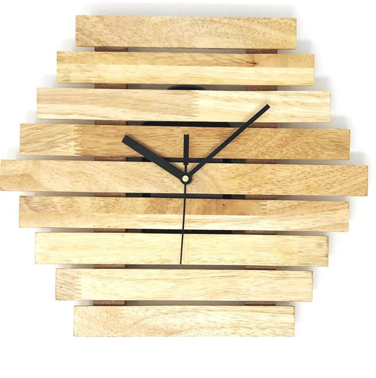 Horizontal Slotted wall Clock - Natural