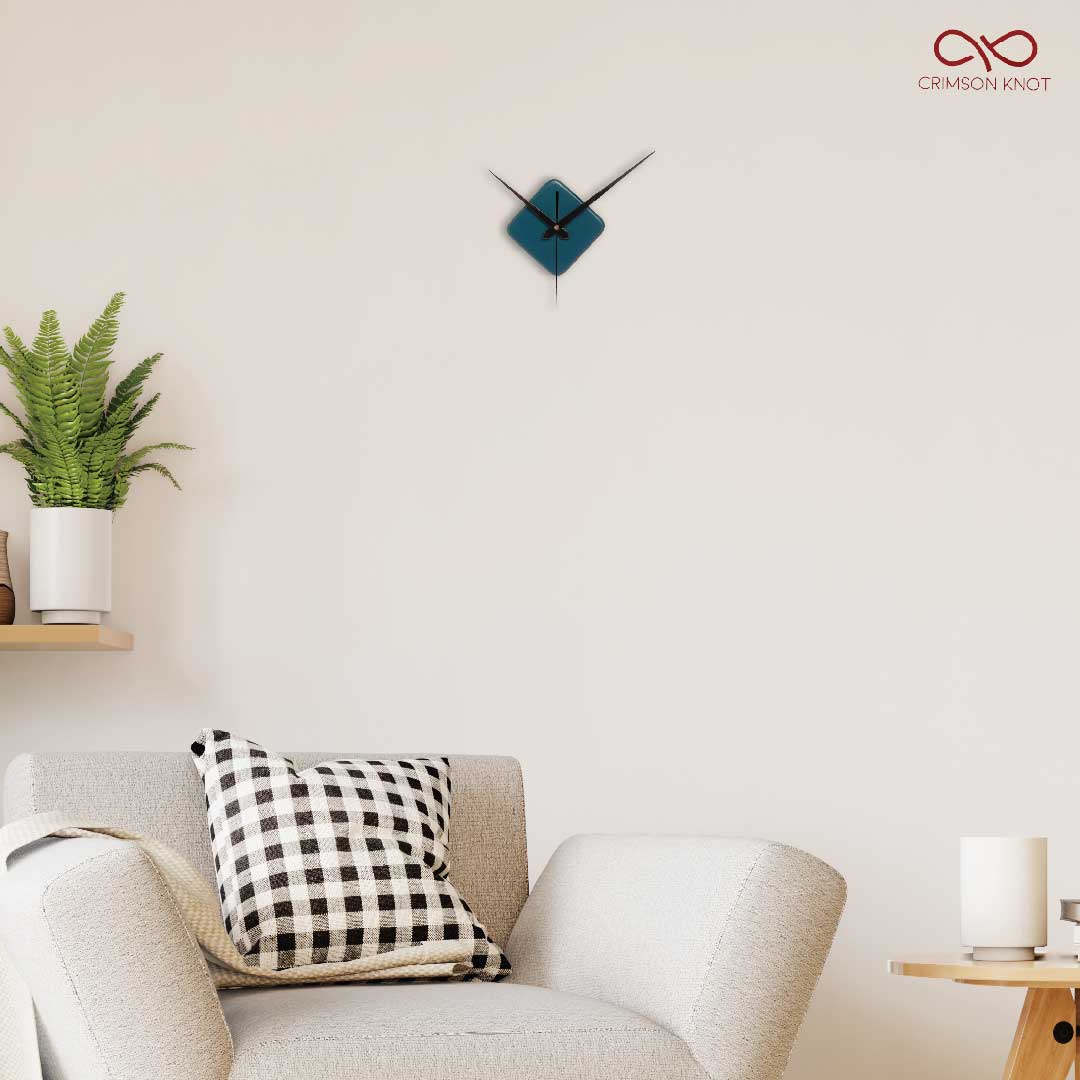Square Small Wall Clock - Blue