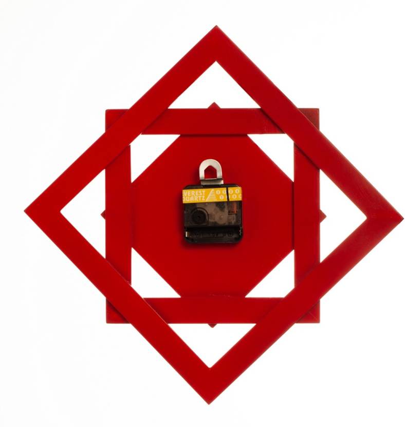 Wall Clock - Star/Square Design - Red