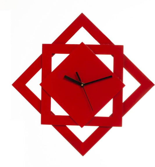 Wall Clock - Star/Square Design - Red