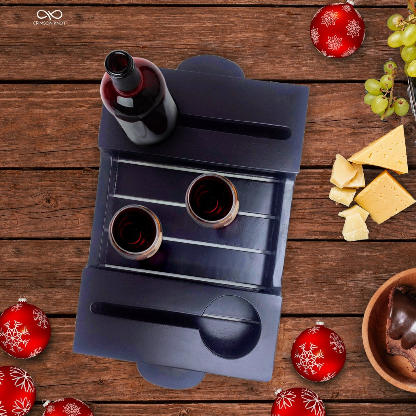 Wine Serving Tray - Dark Mahagony Finish