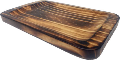 Curved Serving Tray - Pine Wood - Burnt Finish