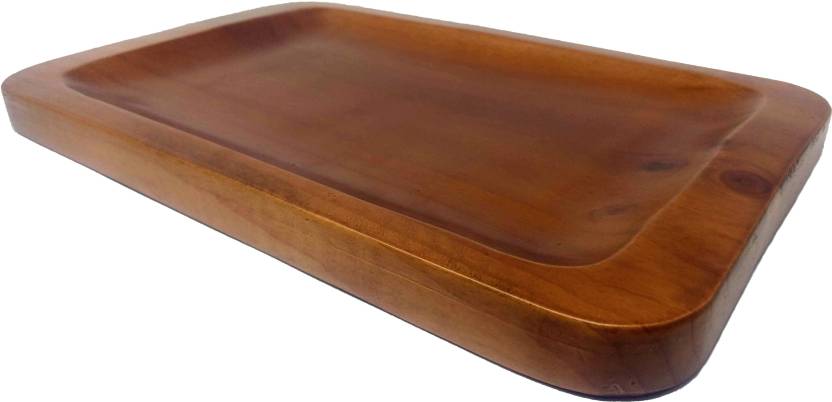 Wooden Serving Tray - Pine Wood - Walnut Finish