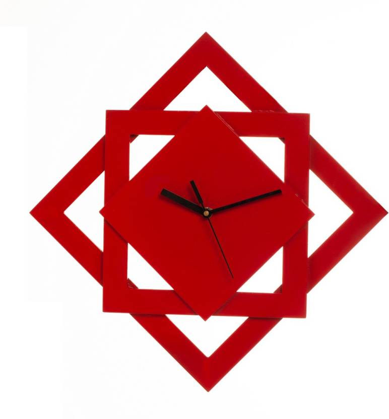 Wall Clock - Star/Square Design - Red