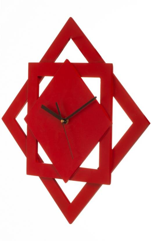 Wall Clock - Star/Square Design - Red