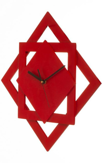 Wall Clock - Star/Square Design - Red